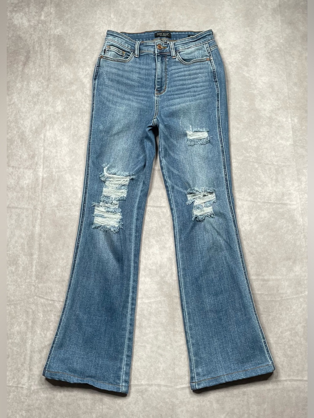 Judy Blue Bootcut Jeans Womens 7/28 High Rise Distressed Grunge Straight Leg
